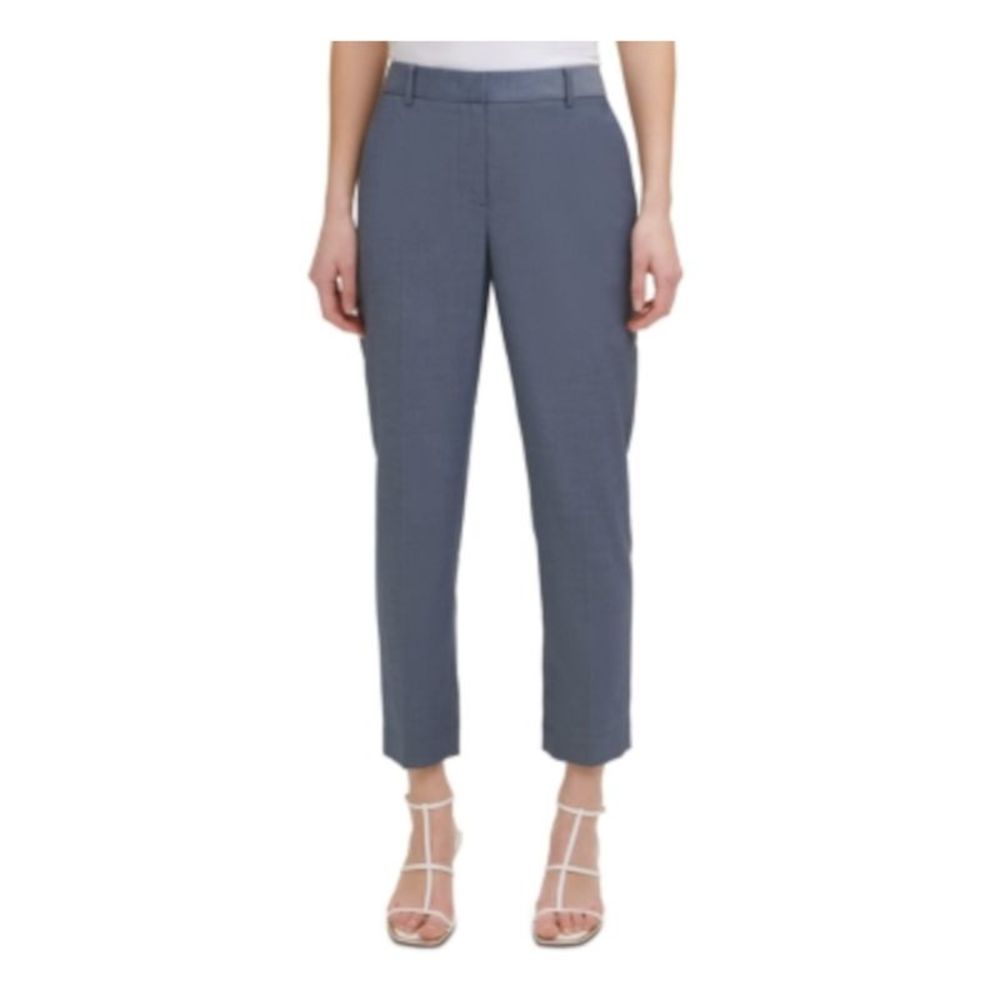 DKNY Womens Blue Stretch Zippered Pocketed Mid Rise Ankle Wear To Work Pants 16
